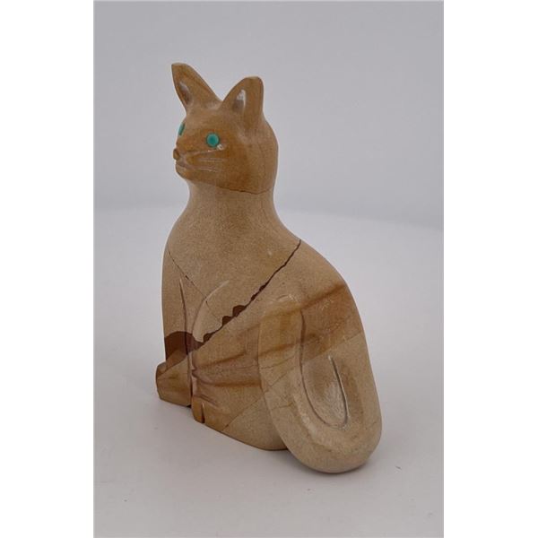 Fabian Tsethlikai Zuni Carved Stone Cat Fetish