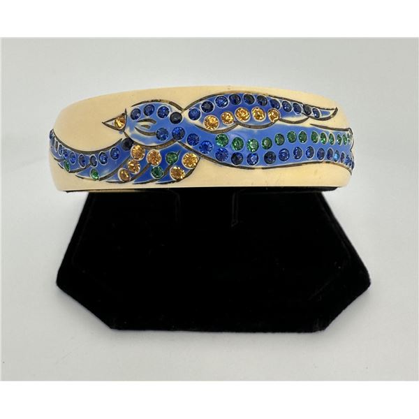 Art Deco Celluloid Blue Bird Bracelet