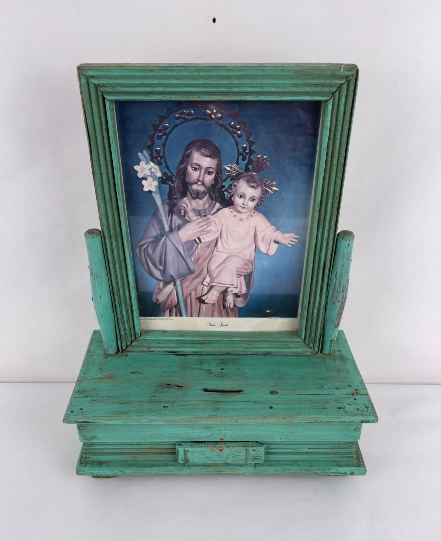 Antique Mexican Religious Church Tithing Box
