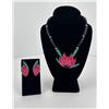 Image 1 : Enamel Flower Necklace and Earrings