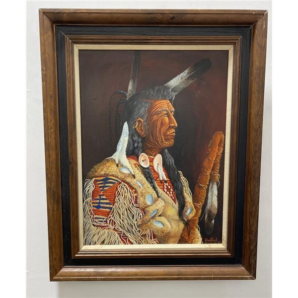 Paul War Cloud Indian Oil on Canvas Painting