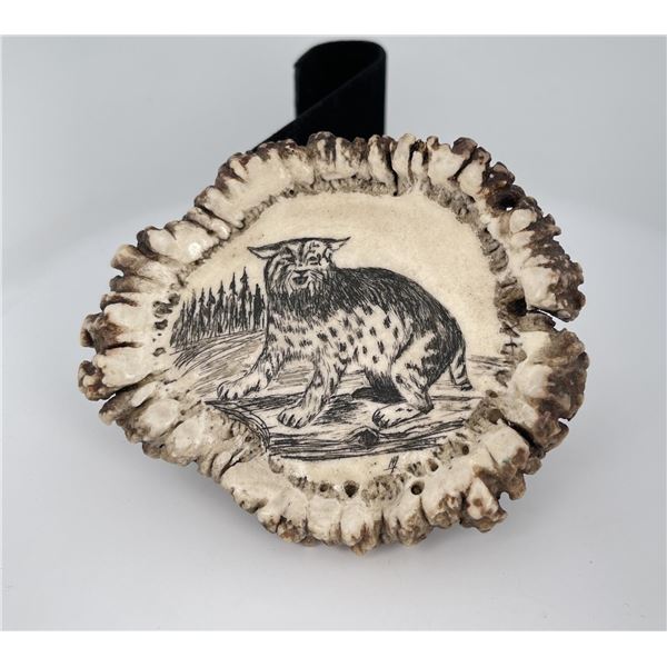 Scrimshaw Montana Elk Horn Belt Buckle