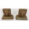 Image 1 : Arts and Crafts Gesso Lion Head Bookends