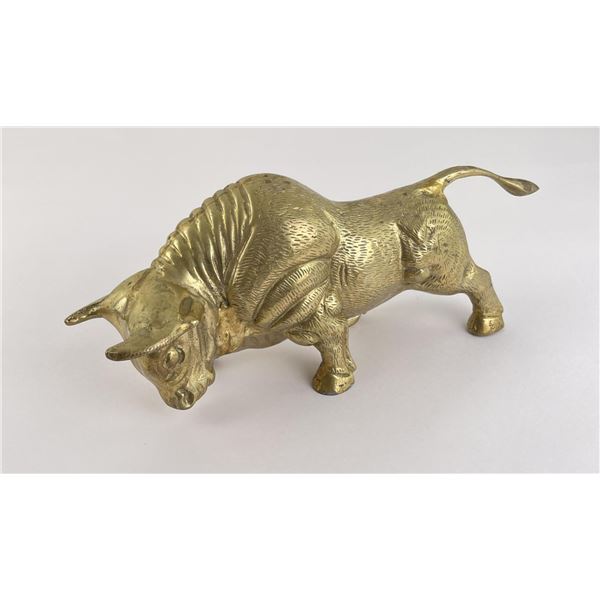 Mid Century Brass Bull Sculpture