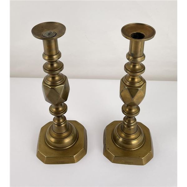 Victorian Brass The King of Diamonds Candlesticks