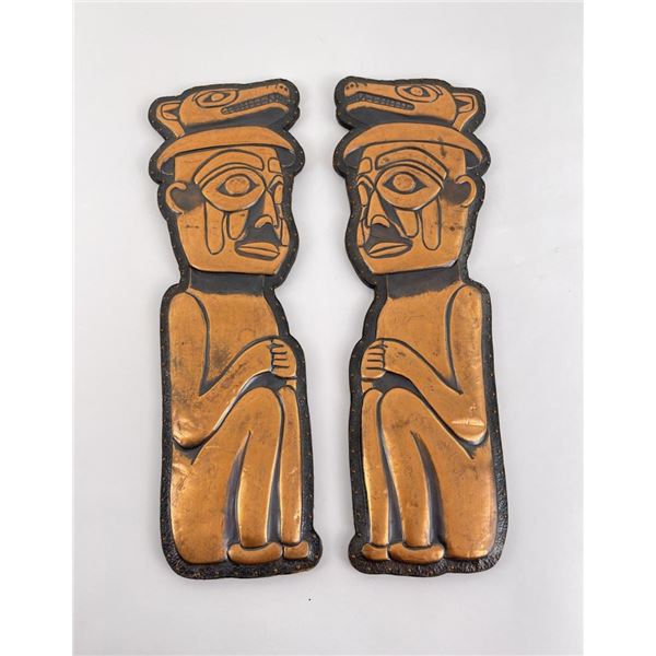 Haida Indian Hammered Copper Wall Sculptures