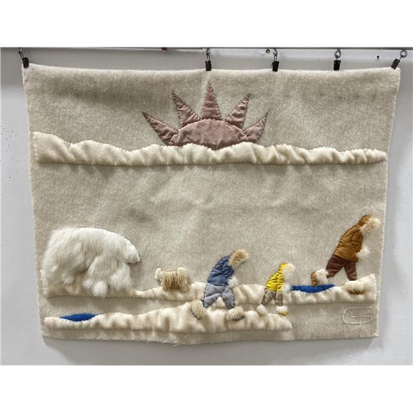 Alaskan Inuit Eskimo Wool Textile Wall Hanging