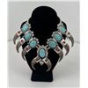 Image 1 : Sterling Turquoise Bear Claw Squash Blossom