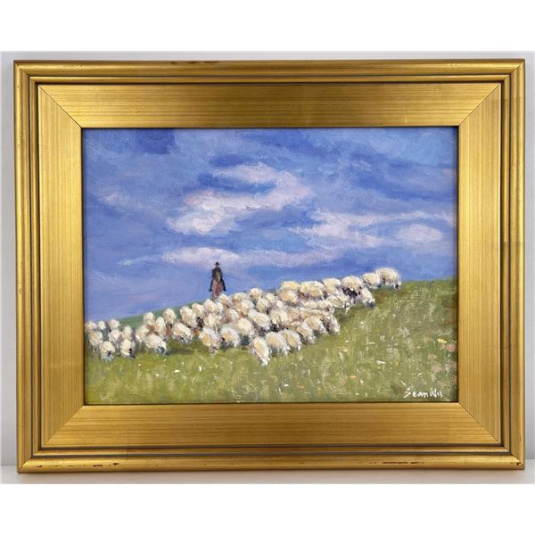 Sean Wu Oil on Canvas Cowboy Painting