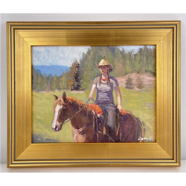 Sean Wu Oil on Canvas Cowgirl Painting