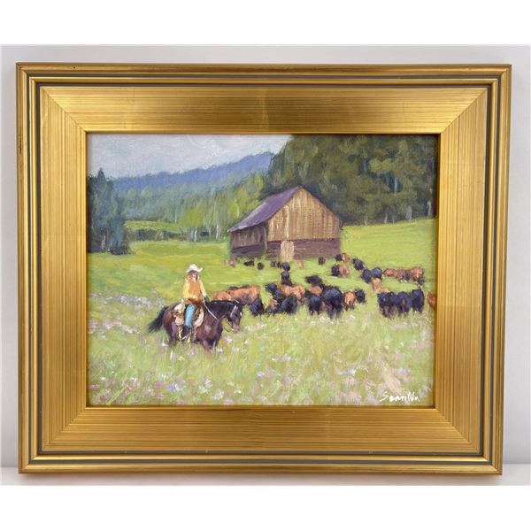 Sean Wu Oil on Canvas Cowgirl Painting