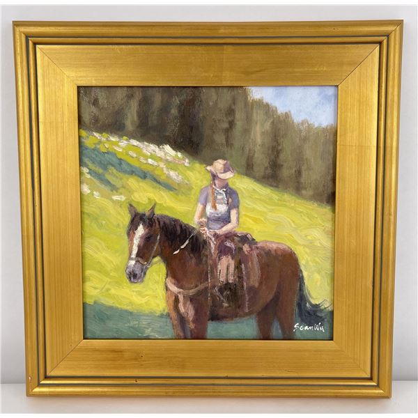 Sean Wu Oil on Canvas Cowgirl Painting