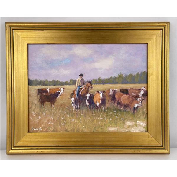 Sean Wu Oil on Canvas Cowboy Painting