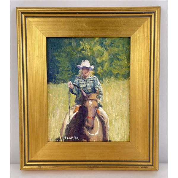 Sean Wu Oil on Canvas Cowgirl Painting