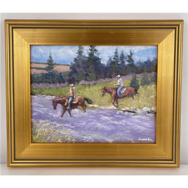 Sean Wu Oil on Canvas Cowboy Painting