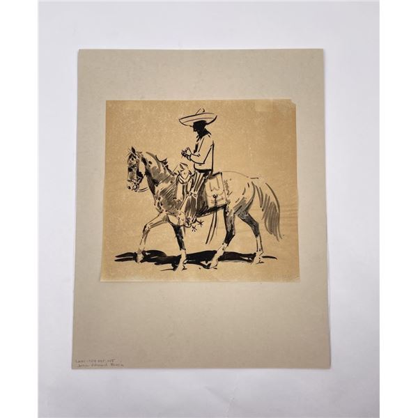 Edward Borein Pen and Ink Cowboy Drawing