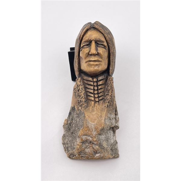 Montana Cottonwood Carving Indian Man