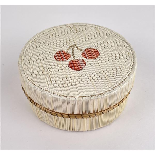 Antique Ojibwe Indian Birch Bark Quilled Box