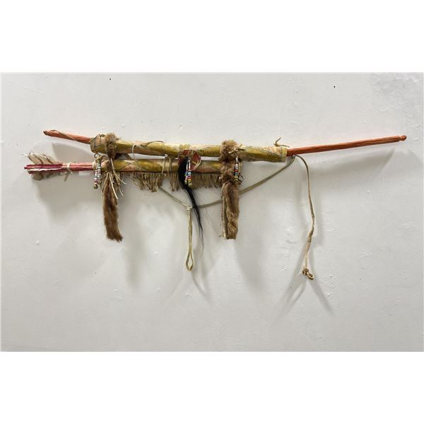 Painted Plains Indian Bow and Arrows