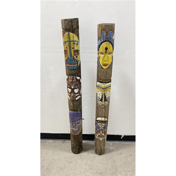 Pair of Mid Century Tiki Totem Poles