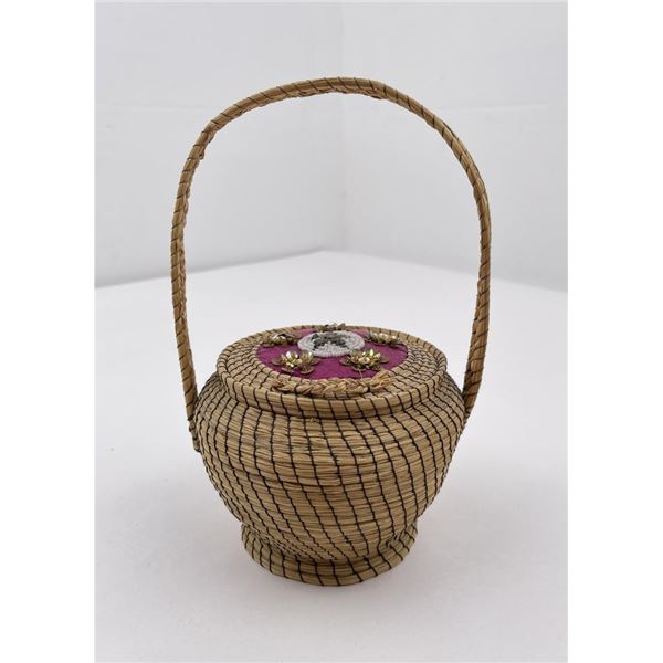 Athabascan Indian Made Sweetgrass Basket
