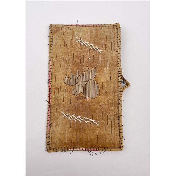 Athabascan Indian Made Quilled Moose Bark Plaque