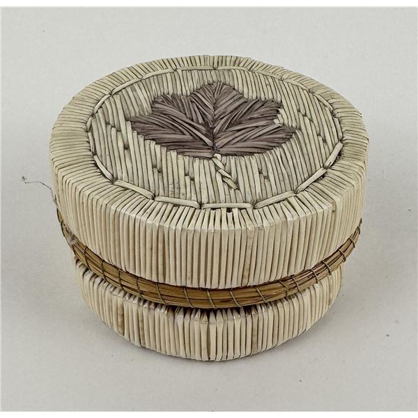 Antique Ojibwe Indian Birch Bark Quilled Box
