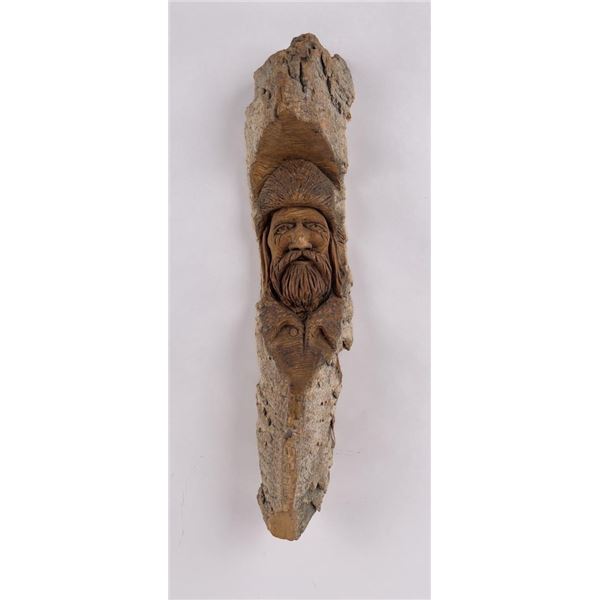 Montana Cottonwood Carving Trapper Man