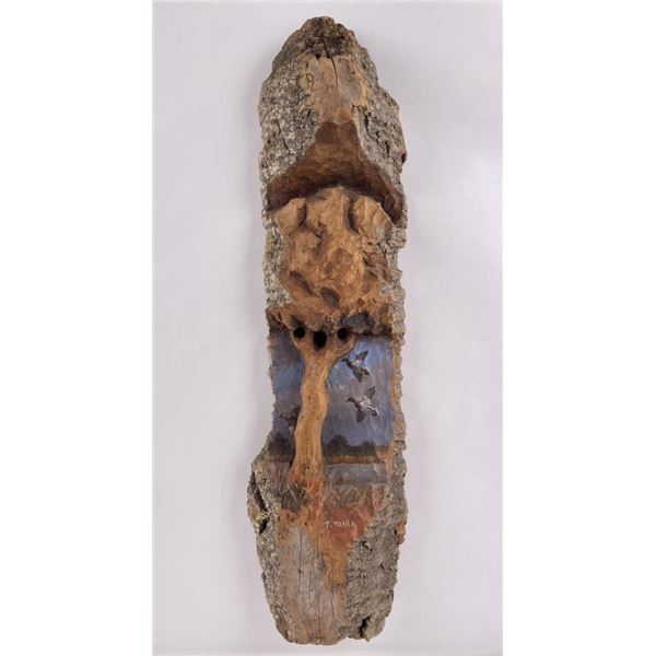 Montana Cottonwood Painted Carving