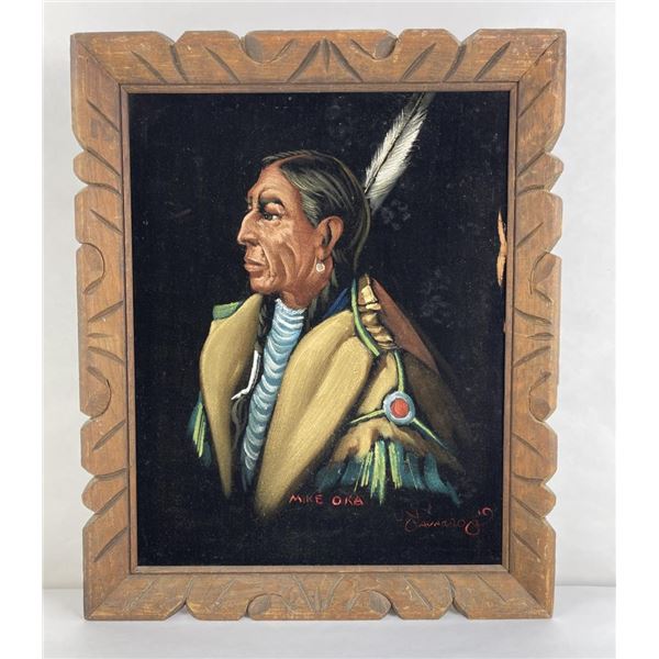 Mid Century Velvet Painting Indian Chief