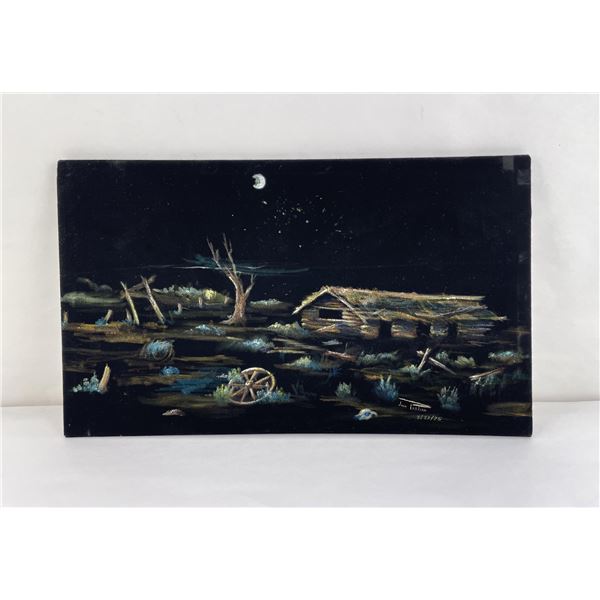 Mid Century Velvet Painting Prairie