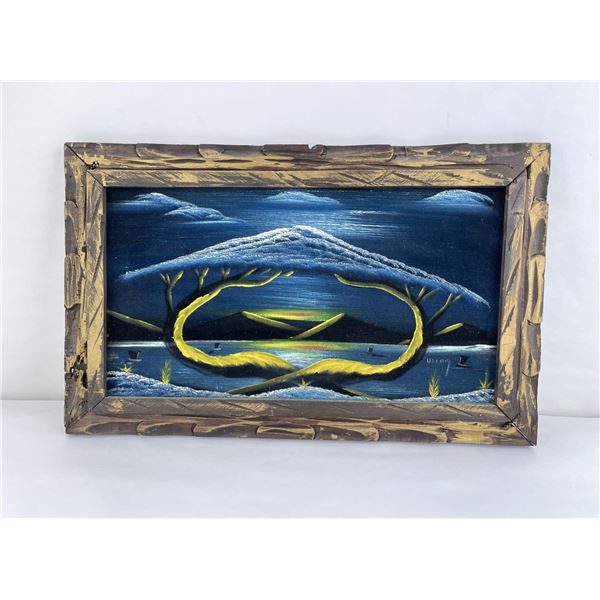 Mid Century Velvet Lake Painting