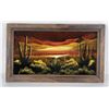 Image 1 : Mid Century Velvet Desert Sunset Painting