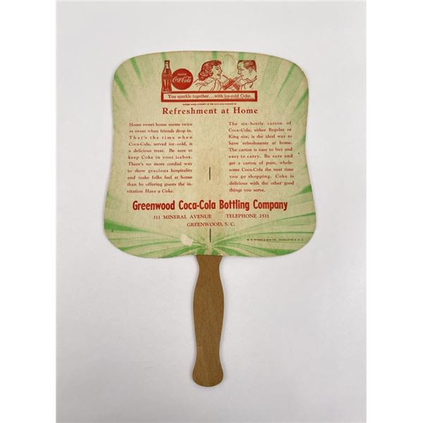 1950s Coca Cola Paper Hand Fan South Carolina