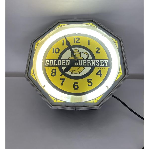 Golden Guernsey Milk Octagonal Lighted Clock