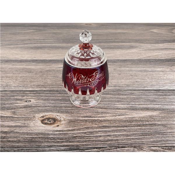 1893 Worlds Fair Bohemian Red Candy Dish