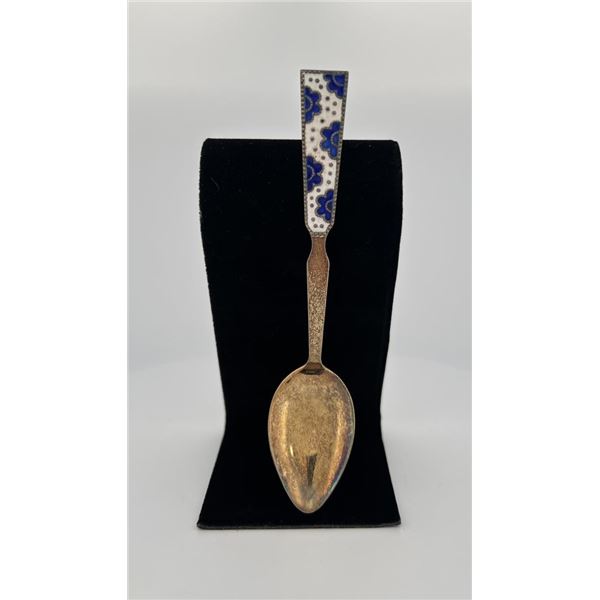 Russian 875 Silver Enameled Spoon