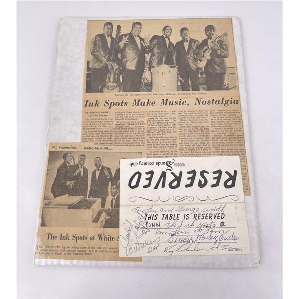 Ink Spots Band Signed Table Card