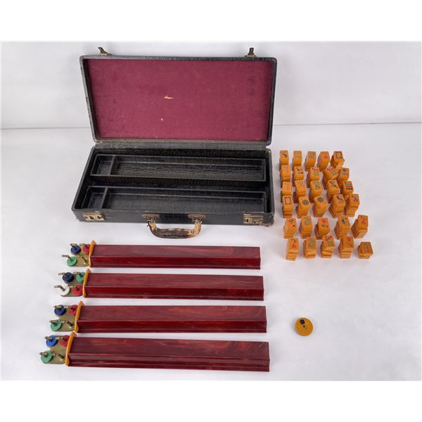 Chinese Butterscotch Bakelite Mahjong Set
