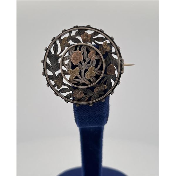 Sterling Silver Black Hills Gold Brooch