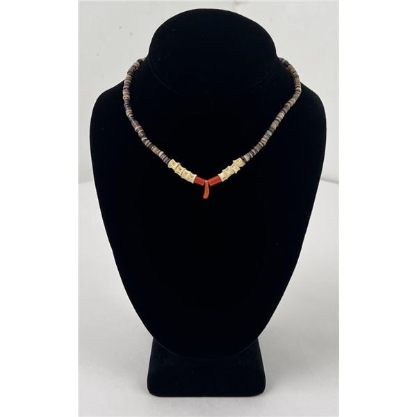 Zuni Heishi Coral Necklace