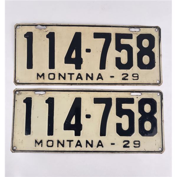 1929 Montana License Plate Pair