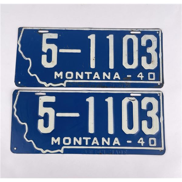 1940 Montana License Plate Pair