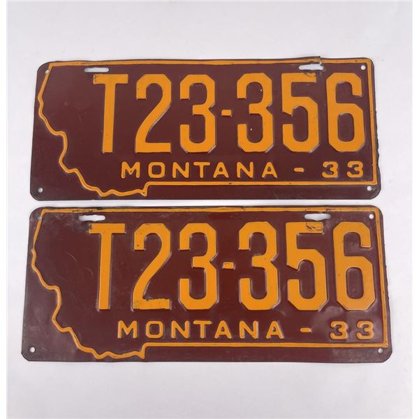 1933 Montana License Plate Pair