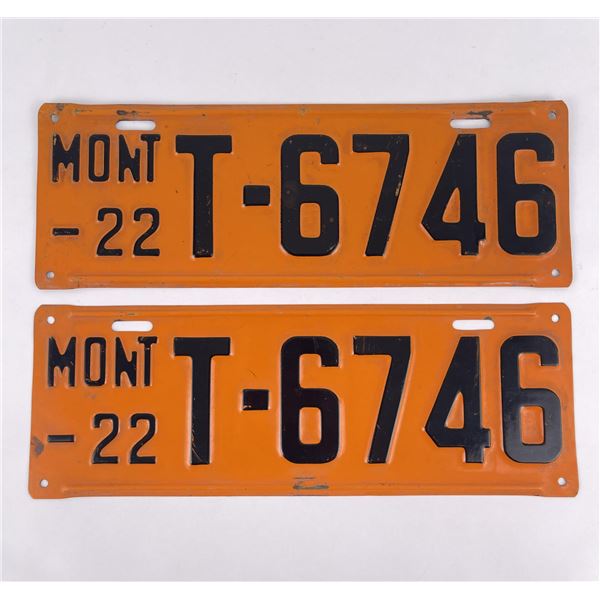 1922 Montana License Plate Pair