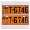 Image 1 : 1922 Montana License Plate Pair
