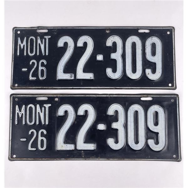 1926 Montana License Plate Pair