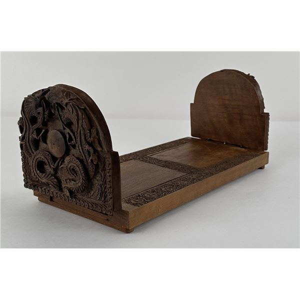 Chinese Carved Wood Dragon Bookends