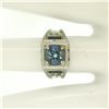Image 8 : Antique Art Deco 18k White Gold 1.25 ctw Aquamarine and Diamond Ring