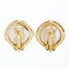 Image 5 : Vintage 14K Yellow Gold 16.5mm Mabe Pearl Open Wire Frame Button Omega Earrings